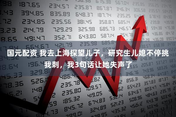 国元配资 我去上海探望儿子，研究生儿媳不停挑我刺，我3句话让她失声了